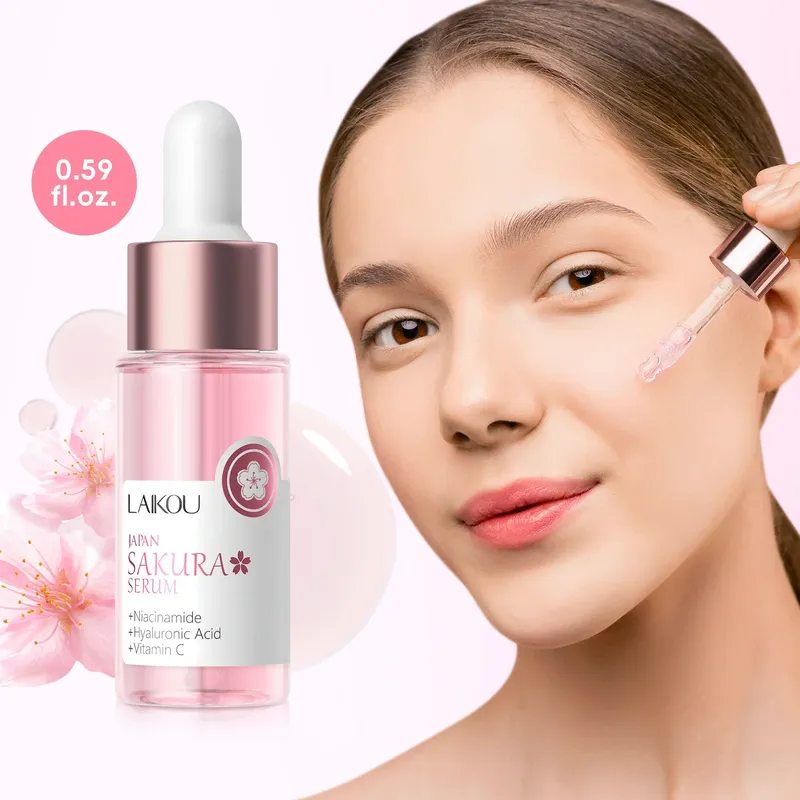LAIKOU Sakura Gesichtsserum Aufhellende Essenz Porenverfeinernd Feuchtigkeitsspendend Reparatur-Serum Hautpflege 17ml oder 30ml