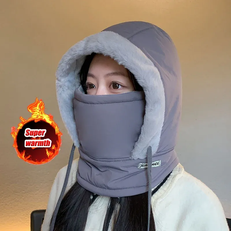 Thermo-Sturmhaube für kaltes Wetter, Winter, winddicht, Kapuze, Mütze, Plüsch, Halswärmer, Ski-Gesichtsmaske für Outdoor-Aktivitäten
