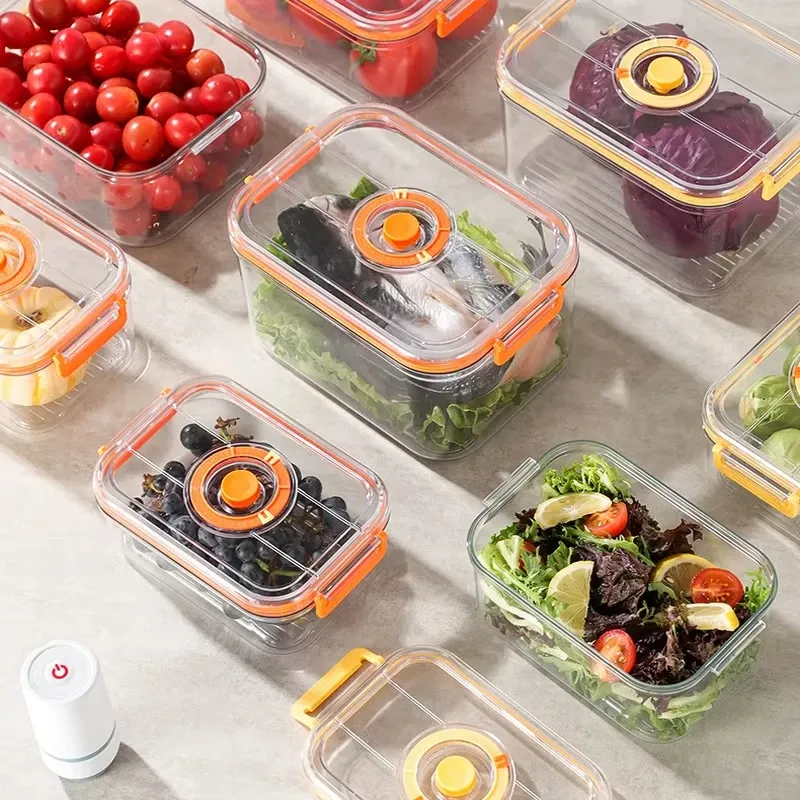 Vakuum-Frischhaltebox, Kühlschrank, versiegelter Kanister, mikrowellengeeignet, transparent, Aufbewahrungsbehälter für Lebensmittel, Küchen-Organizer, Bento