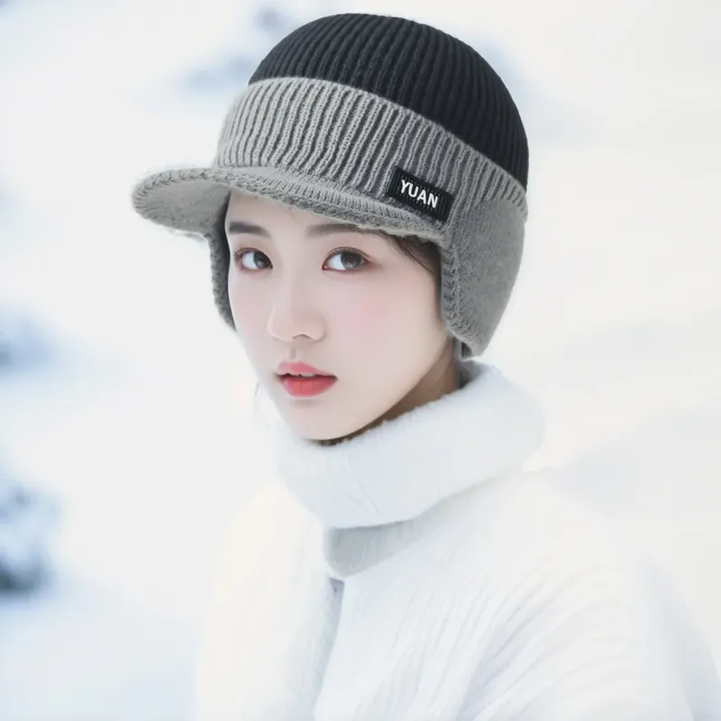 Winter samt verdickte anti kalte warme wollmütze reiten winddichte schützende strickmütze anti kalte pullover hut