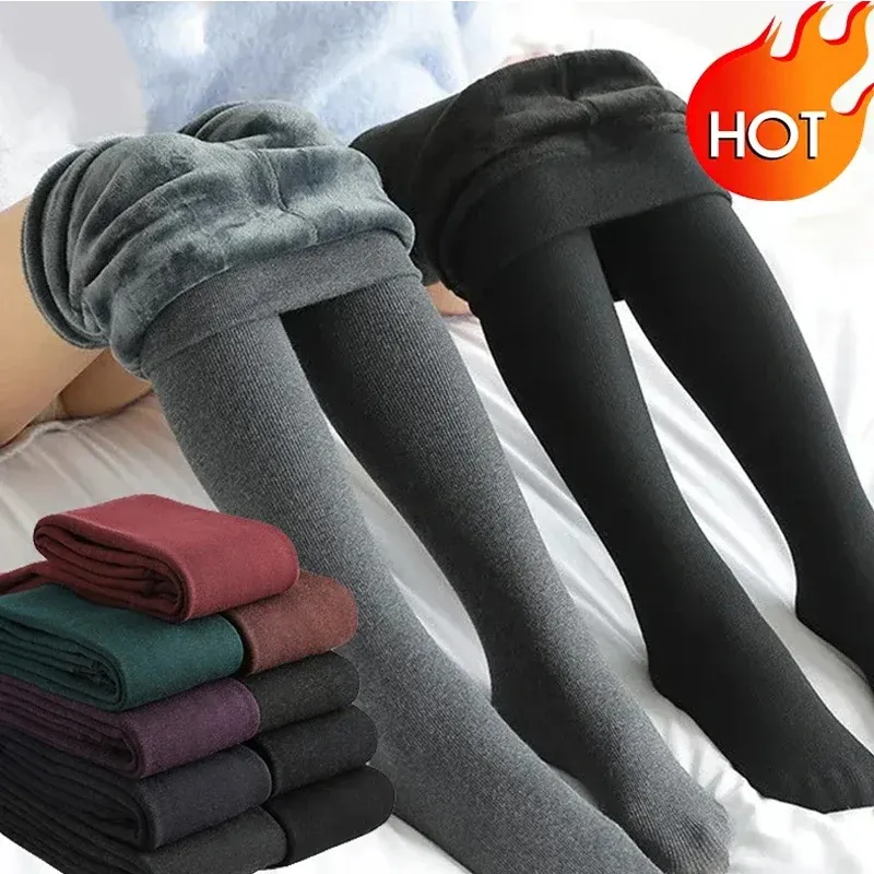 Thermo-Winterstrumpfhose für Damen, mit Fleece gefüttert, durchsichtige Samtstrumpfhose, dicke warme Leggings mit Plüsch-Innenschicht