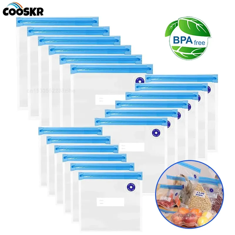 Vakuumierbeutel, Vakuumverpackungsbeutel, Lebensmittel, wiederverwendbar, Vakuum, Lebensmittel, frische Aufbewahrungsbeutel, BPA-frei, Vakuum-Reißverschlussbeutel, 10 Stück, 30 Stück