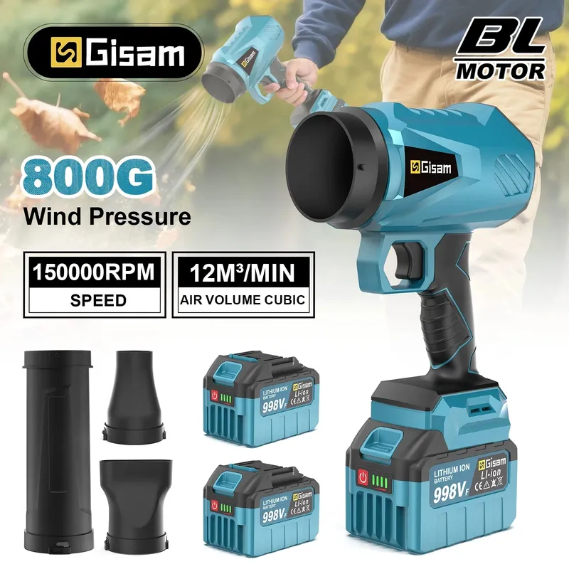 Gisam 150000RPM Bürstenloser Elektrischer Turbo-Gebläse Jet-Lüfter 200M/S Handgeführter Laubbläser Staubblasgerät für Makita 18V Akku - 41.95 EUR