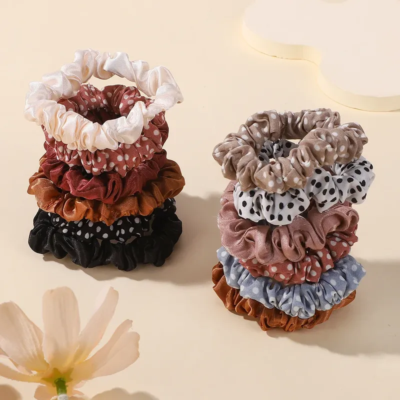 Ramdom Farbe 20 stücke Frauen Dot Seide Haarband für Mädchen Haar Seil Pferdeschwanz Halter Headwear Haar Zubehör Großhandel