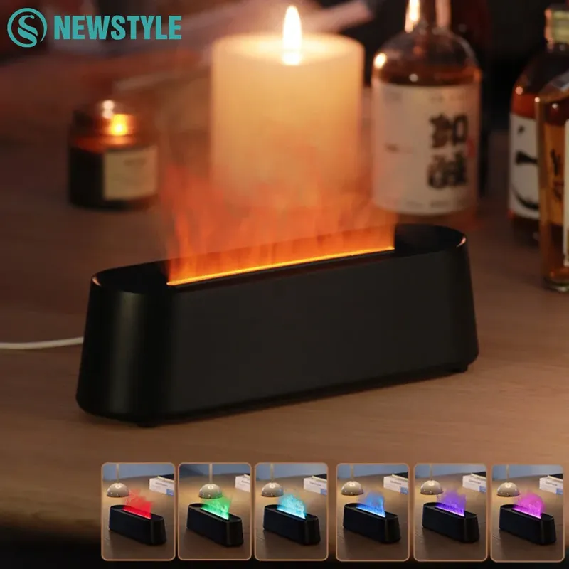 Ätherisches Öl Aroma Diffusor Mehrfarbige Flamme Luftbefeuchter Timing Schützen Bunte Umgebungs Licht Hause Luftbefeuchter Aroma Maschine