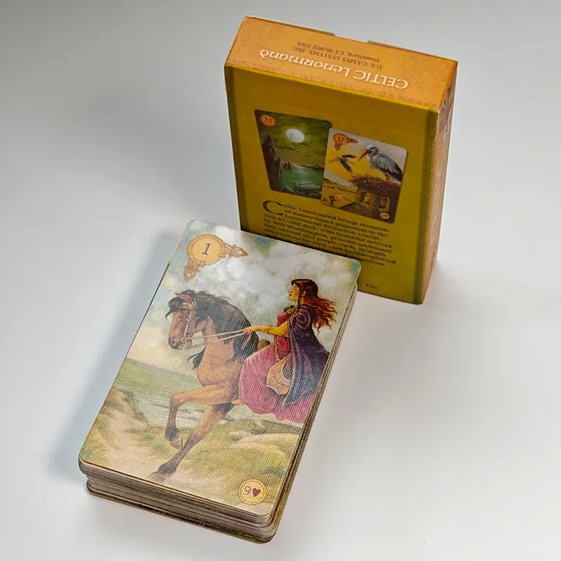 Keltisches Lenormand-Deck, 9 x 6 cm, 45 Stück, Lenormand-Karten, bunte Kunstwerke, gedruckt auf 350 g/m2 doppelt geprägtem Karton