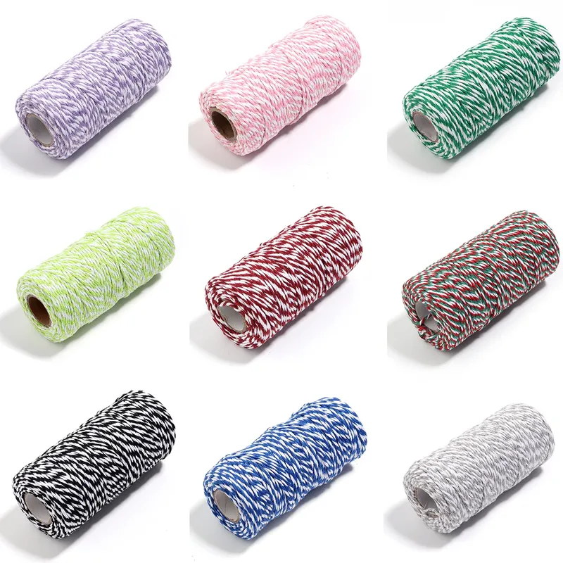 100 m/Rolle, 2 mm, Bäckerschnur, Baumwollschnüre, Seil für Heimdekoration, handgefertigt, Weihnachtsgeschenk, Verpackung, Basteln, DIY, Verpackung, Geschenk
