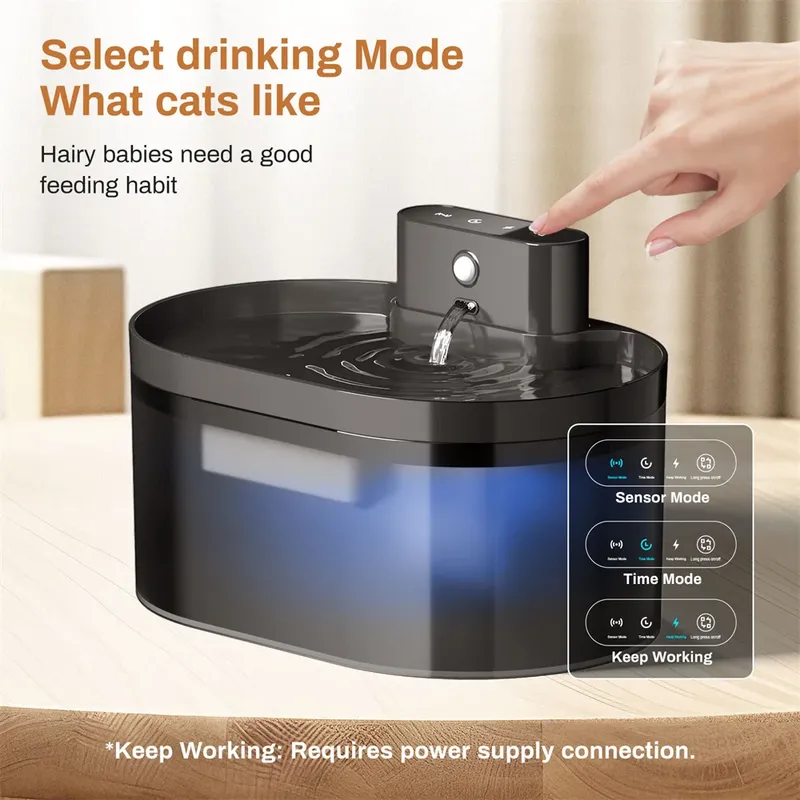 2,2 l Runway Charging Induction Automatischer Trinkbrunnen für Katzen und Hunde, leiser Trinkbrunnen für Haustiere