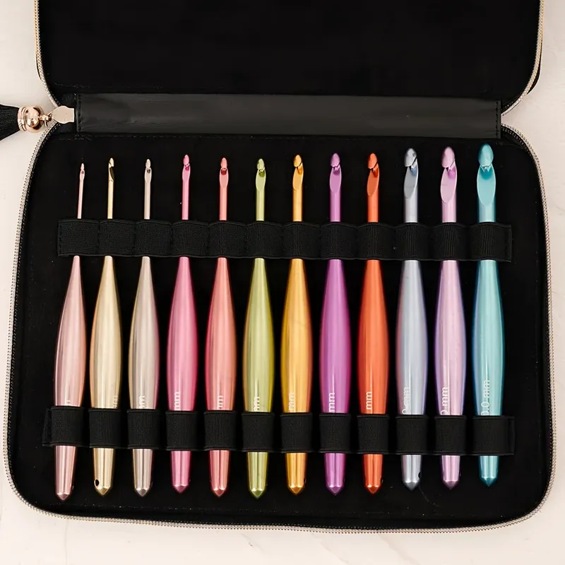 12-teiliges Macaron-Häkelnadel-Set, ergonomisches Häkelnadel-Set aus Aluminiumlegierung mit weichem Griff, 3,0–10,0 mm, zum Basteln und Stricken