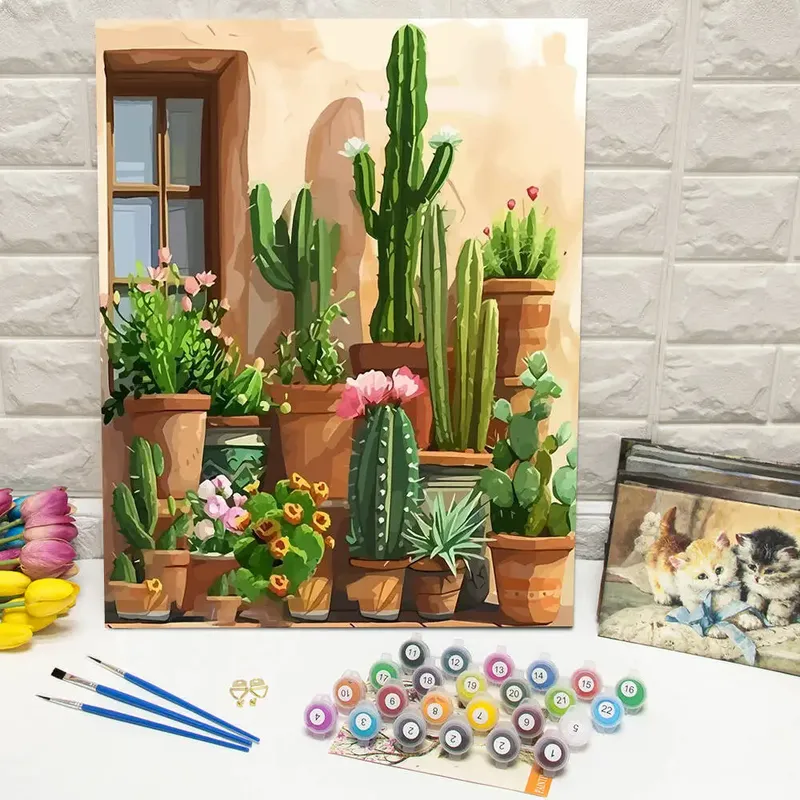 Ölgemälde nach Zahlen, Berglandschaft, DIY, digitale Malerei, Haus, Baum, Landschaft, Bild, Kunsthandwerk auf Leinwand, handgemaltes Geschenk