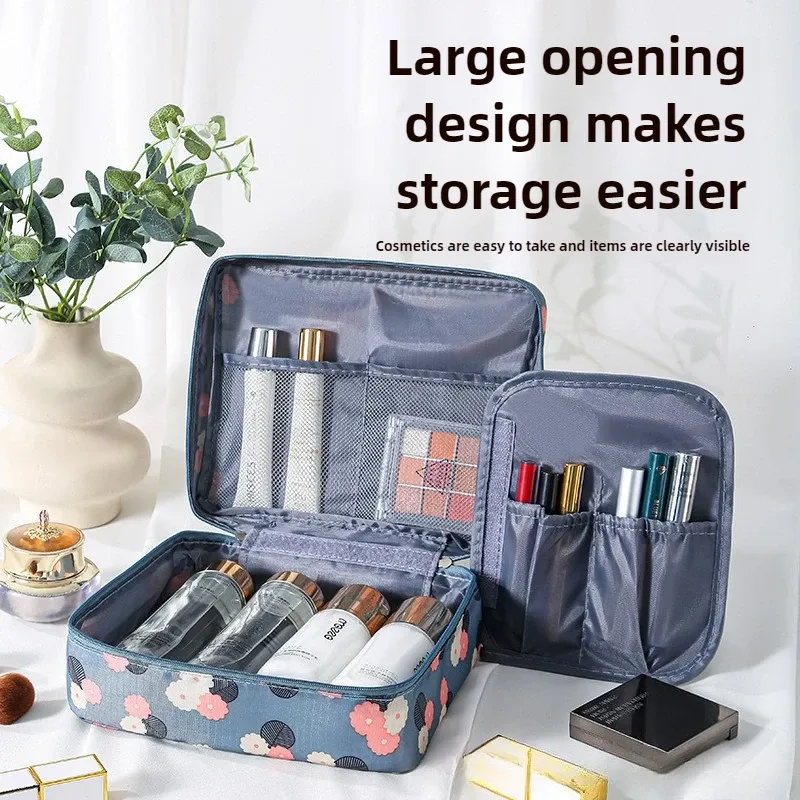 Große Kosmetiktasche für Damen, Reise-Toilettentasche, wasserdichter Make-up-Organizer mit Öffnungsdesign, Beauty-Aufbewahrungstasche