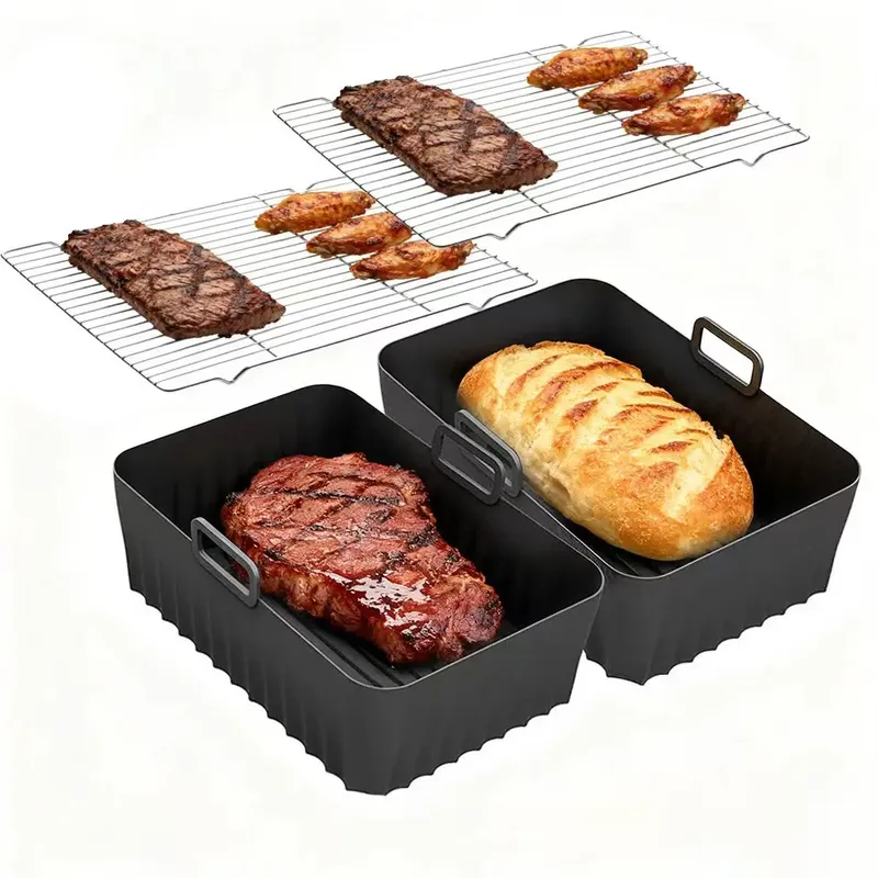 Silikon-Luftfritteusenform mit Grillzubehör für Ninja 2-Korb AF400EU/AF300EU/AF451EU/Double Stack/SL400EU 9,5 l
