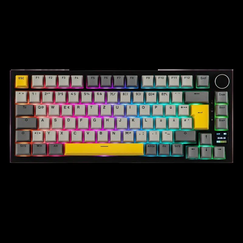 ISO-DE Layout AJAZZ AK820 PRO 75% QWERTZ Deutsches Layout Mechanische Tastatur 3 Modi Drahtlose Tastatur mit TFT-Bildschirm NKRO