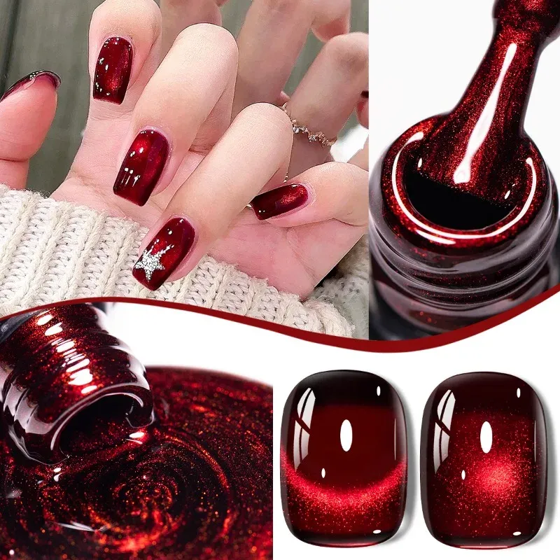 10 ml Rotwein Katze Magnetische Gel Nagellack Glitter Semi Permanent Soak Off UV LED Gel Lack Für maniküre DIY Nagel Liefert