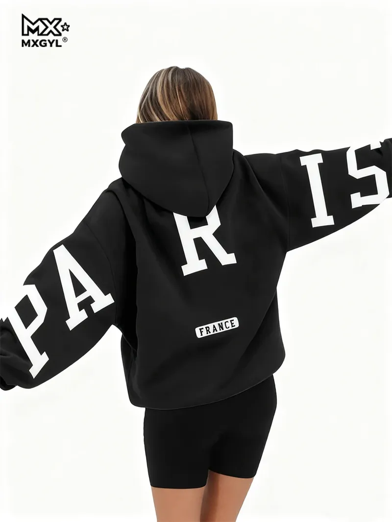 Europäische und amerikanische lose lässige Pullover Hoodie Sweatshirt Mantel gedruckt Brief Muster High Street Hip-Hop trendige Männer Frauen
