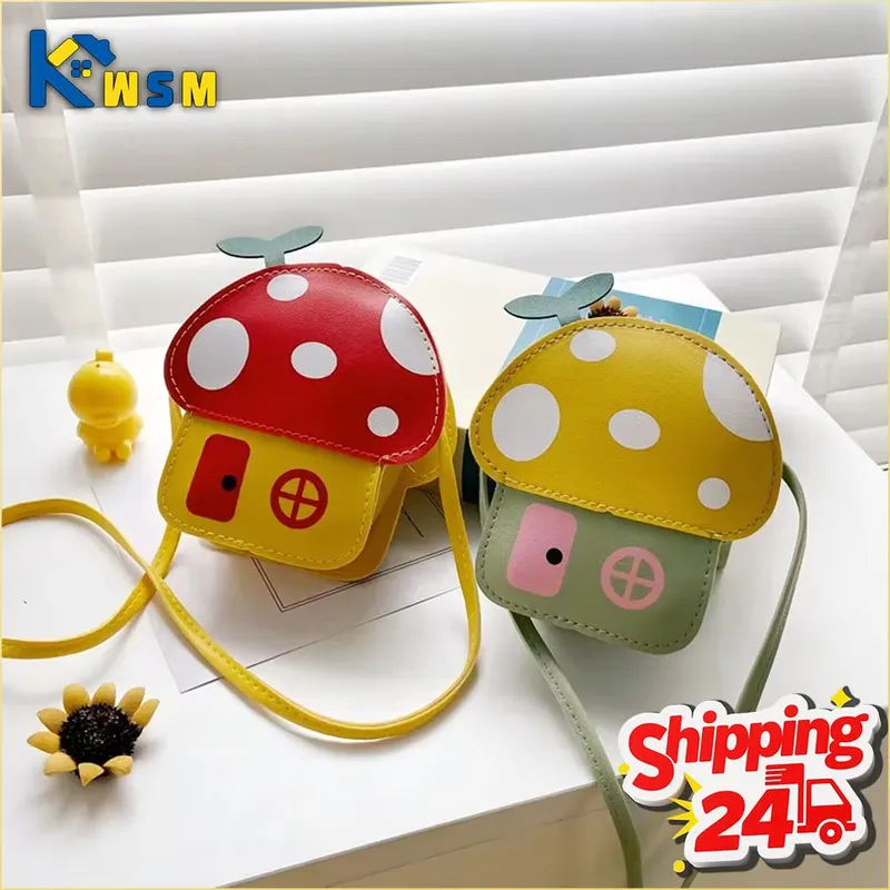 1-8PCS Cartoon Kinder Tasche Umhängetasche Sling Tasche für Mädchen Pilz Design Schulter Geldbörse Kinder Brieftasche Casual koreanischen Stil Tote