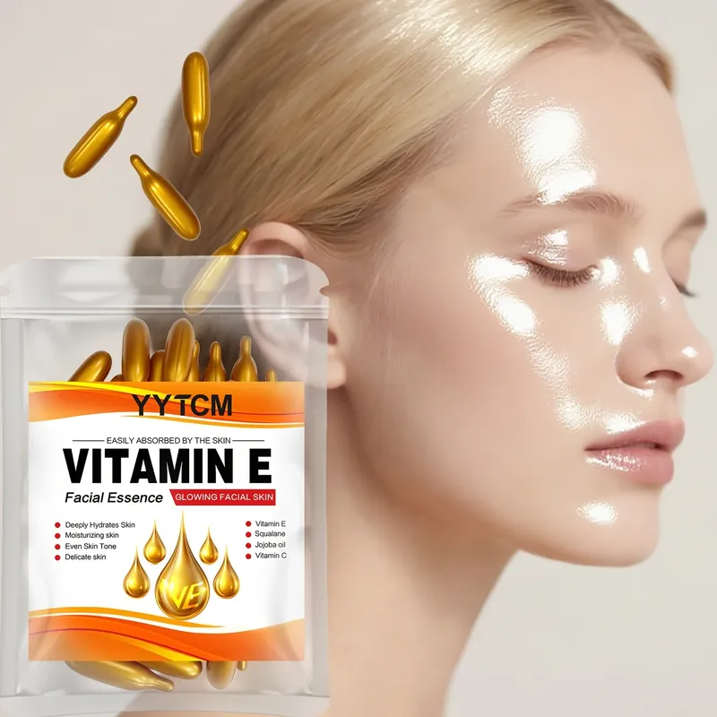 Vitamin E Deep Moisturizing Capsule Essence, spendet Feuchtigkeit und glättet die Haut, enthält pflanzliches Squalan, Vitamin C, tief feuchtigkeitsspendende und aufhellende Hautessenz (0,4 g x 30 Kapseln)/Beutel-1 Beutel
