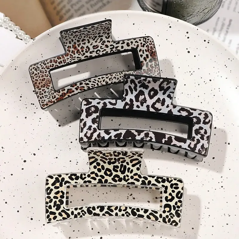 3 Stück Haarklammern im Leopardenmuster-Design, 8,9 cm lange Haarklammern, modischer Vintage-Haarschmuck für Frauen und Mädchen