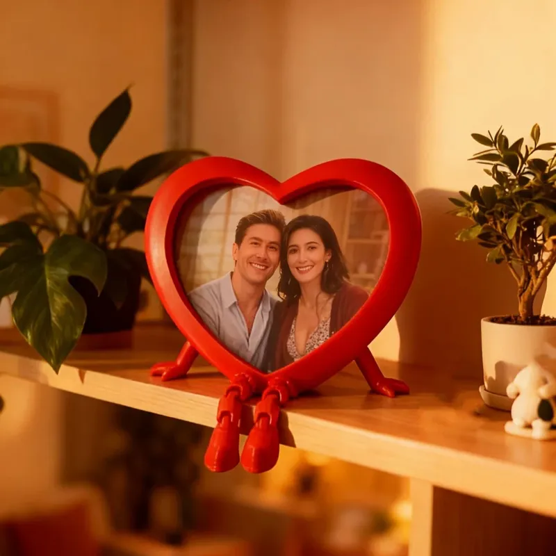 Kreatives 3D-gedrucktes herzförmiges Fotorahmen-Ornament; personalisierte, lustige Desktop-Dekoration, Geschenk, Memento