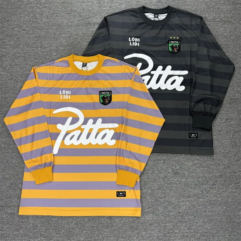 2026ss PATTA Gestreiften Langarm Vintage T Shirt Männer Frauen Hohe Qualität T Tops T-Shirt