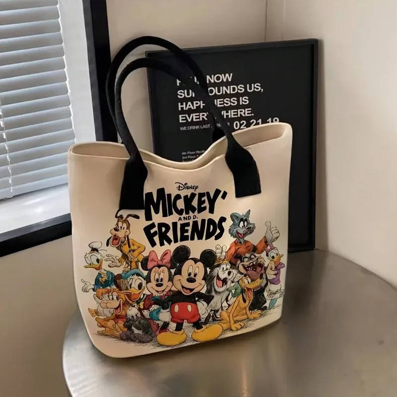Disney Mickey Mouse Minnie Vielseitige große Kapazität Canvas Umhängetasche Damen Casual vielseitige Einkaufstasche Student Class Handtasche