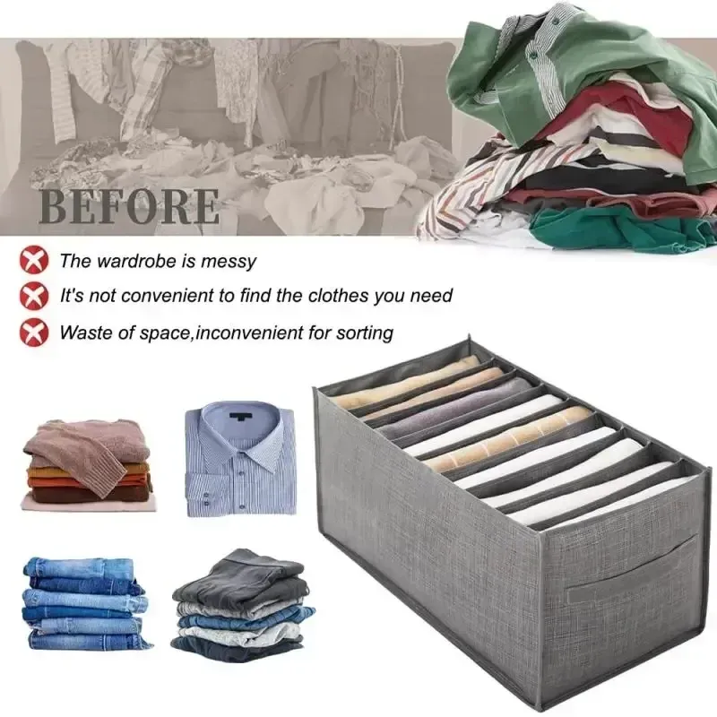    Kleiderschrank-Organizer, faltbare Aufbewahrungsbox für Kleidung und Jeans, Schubladen-Organizer mit Griffen, Kleiderschrank-Organizer