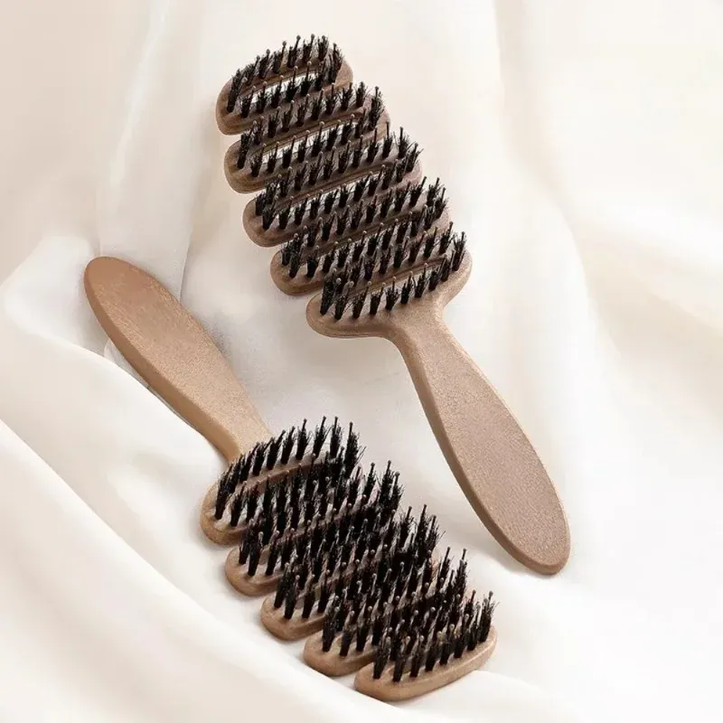 Wildschweinborsten-Paddelbürste Antistatischer Kamm Friseur-Massagekamm Lockenbürste Salon-Haarstyling-Werkzeuge Make-up-Tools
