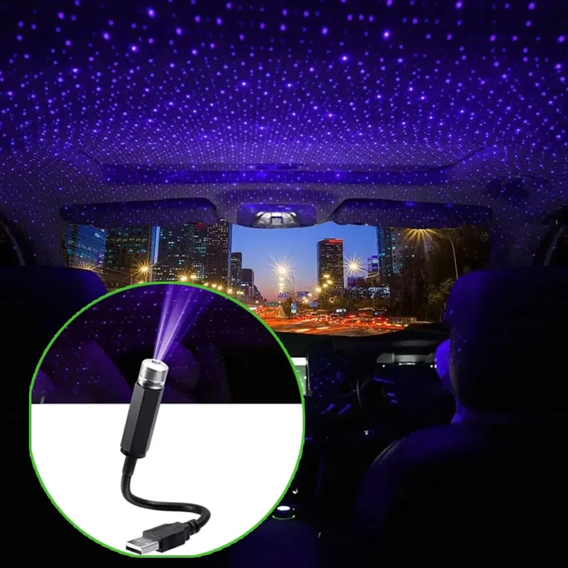 Mini Auto LED Sternenhimmel Nachtlicht 5V USB-Betrieben Galaxie-Sternprojektor Atmosphärenlampe für Auto-Dach Zimmerdecke Dekoration
