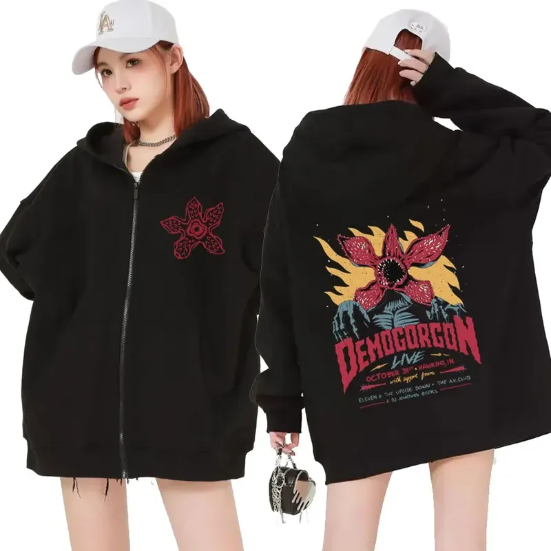 Eddie Munson The Demogorgon Zipper Hoodie Männer Frauen Kannibale Blume Monster Print Strickjacke Mit Kapuze Sweatshirt Harajuku Streetwear