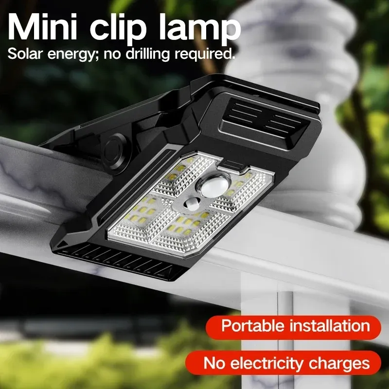 Neue verbesserte intelligente Sensor-Solar-Clip-Lampe, Außenhoflampe, Gartenbeleuchtung, Solar-Wandleuchte