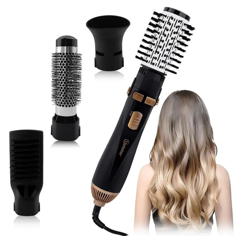 Hatteker EU 4-Kopf Heißluft Pinsel Haartrockner Starker Wind Elektrische Haarglätter Curler Roller Kamm Gebläse Styling Werkzeug für Frau