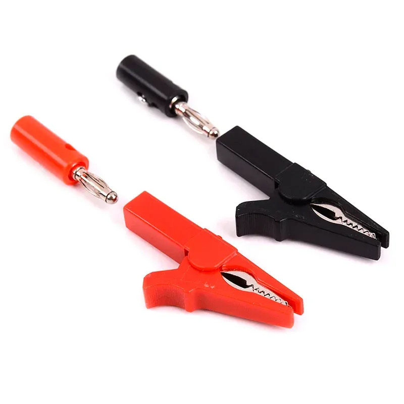 4 Teile/satz 55mm Krokodilklemme + Bananenstecker - 4mm Testsonde Kabelklemmen (Rot + Schwarz) für Stonego Testzubehör
