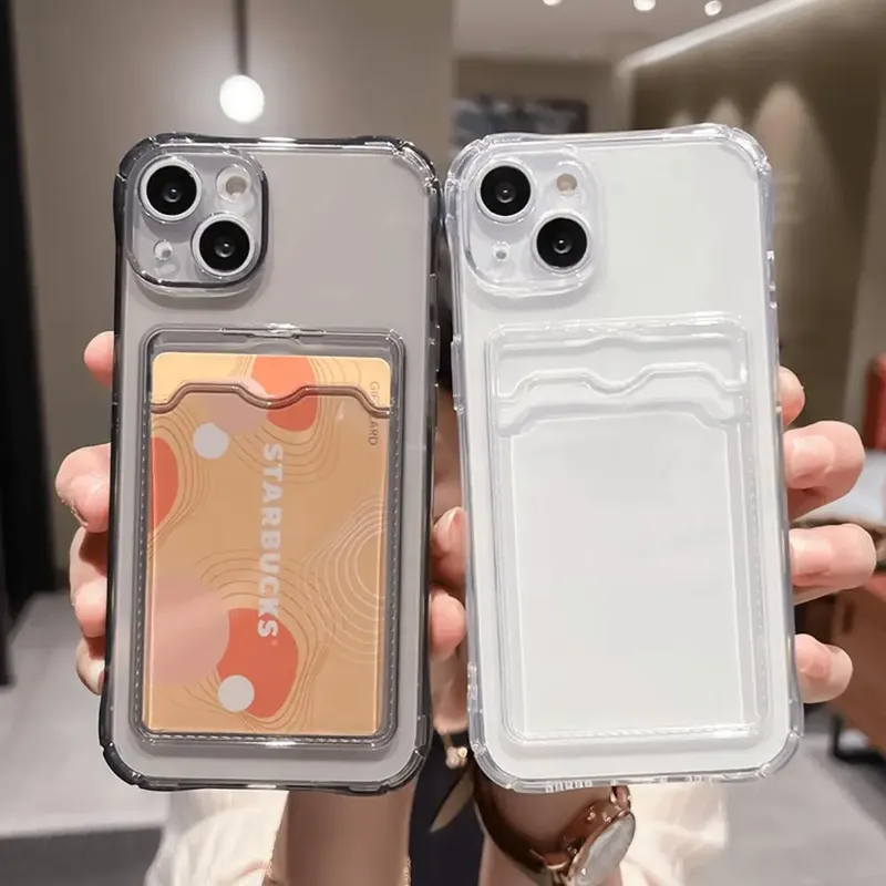 Transparente Kartentaschenhalter-Telefonhülle für iPhone 17 Pro Max 11 12 13 14 15 16 Pro Max Air 7 8 Plus XR XS SE 2020 SE 2022 Abdeckung