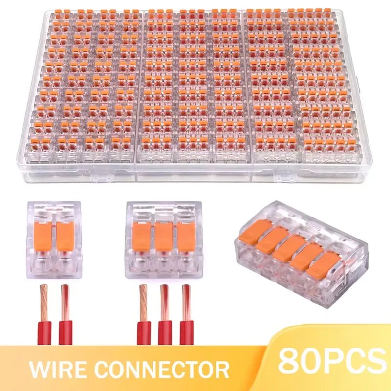 20/80 Stück Box Elektrische Hebelkabelverbinder 2-Port 3-Port 5-Port Elektrische Kabelklemme Mini Schnellverbinder