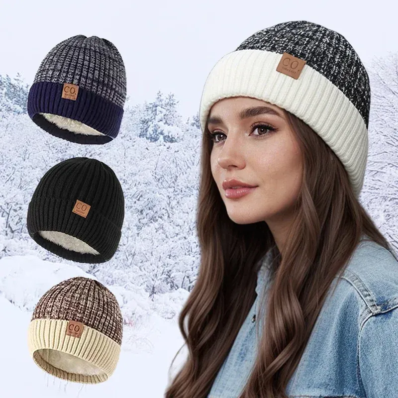 Damen-Kappenmütze ohne Krempe, für Damen und Herren, warm gefüttert, Strickmütze, Strickmütze, geeignet für den täglichen Gebrauch im Herbst und Winter