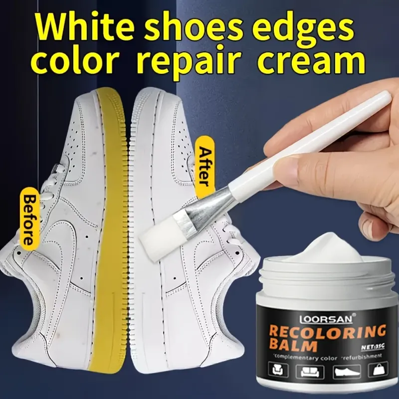 LOORSAN New White Shoe Edge Restorer 35 g – Professionelle Schuhreparaturcreme für Turnschuhe, Stiefel, Leder, einfach anzubringende Farbfixierung