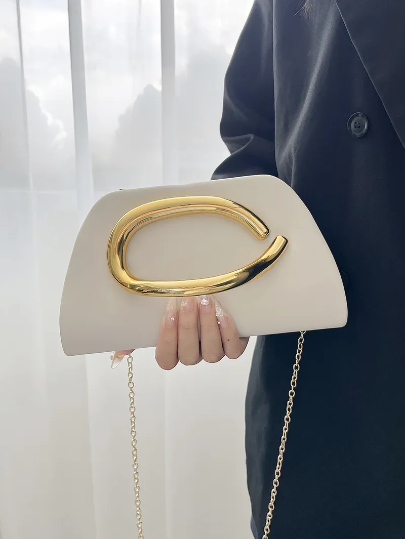 Gold Metall Schnalle Box Clutch Mode Damen Abendtasche Party Bankett Kette Umhängetasche Luxus Designer Umhängetasche Geldbörse
