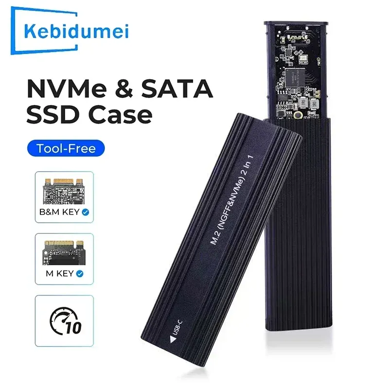 M.2 NVMe SATA SSD-Gehäuse 10Gbps Einzel-/Dual-Protokoll M.2 zu USB Typ C 3.1 SSD Externes Festplattengehäuse Unterstützt M-Key/B+M-Key