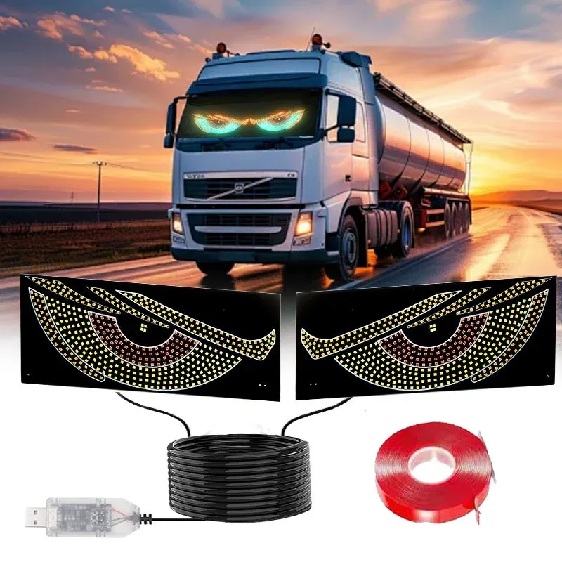 RGB Dynamisches Dämonenauge Dekoratives Licht LKW Teufelsauge Licht LED-Display Dekor Pixel-Panel Windschutzscheibe USB 5V Multi-Modus-Lampe