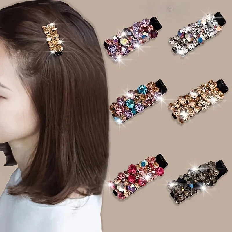 6 Stück Strass-Haarspangen für Frauen, bunte, funkelnde, kleine, rutschfeste Entenschnabel-Haarspangen, elegante Haar-Accessoires