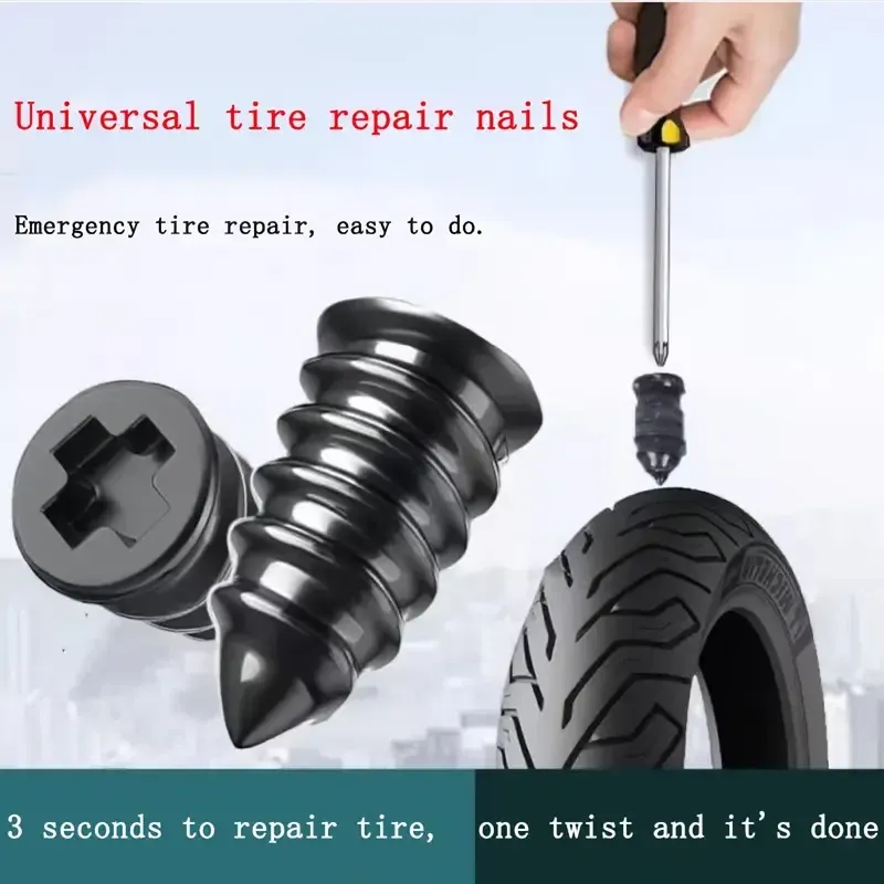 Vakuum-Reifenreparatur-Set mit 10/30 Schrauben für Motorrad und Auto, Schlauchlose Reifenreparatur-Kit mit Flicken