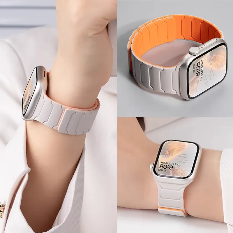 Magnetisches Silikonarmband für Apple Watch Band Ultra 2 49 mm 46 mm 45 mm Armband für Iwatch Serie 10 9 8 7 6 SE 5 38 44 mm 42 mm 40 mm