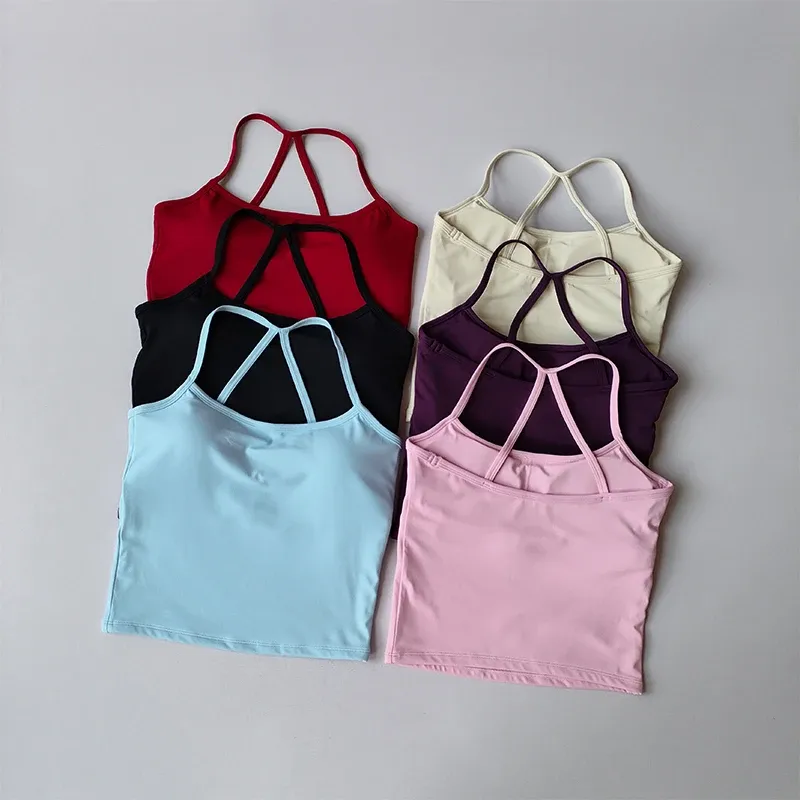 Nahtloser nackter Sport-BH Scrunch Push-up, hohe Unterstützung, verstellbarer dünner Schultergurt, Yoga-Tanktop, Damen-Fitness-Unterwäsche-Top