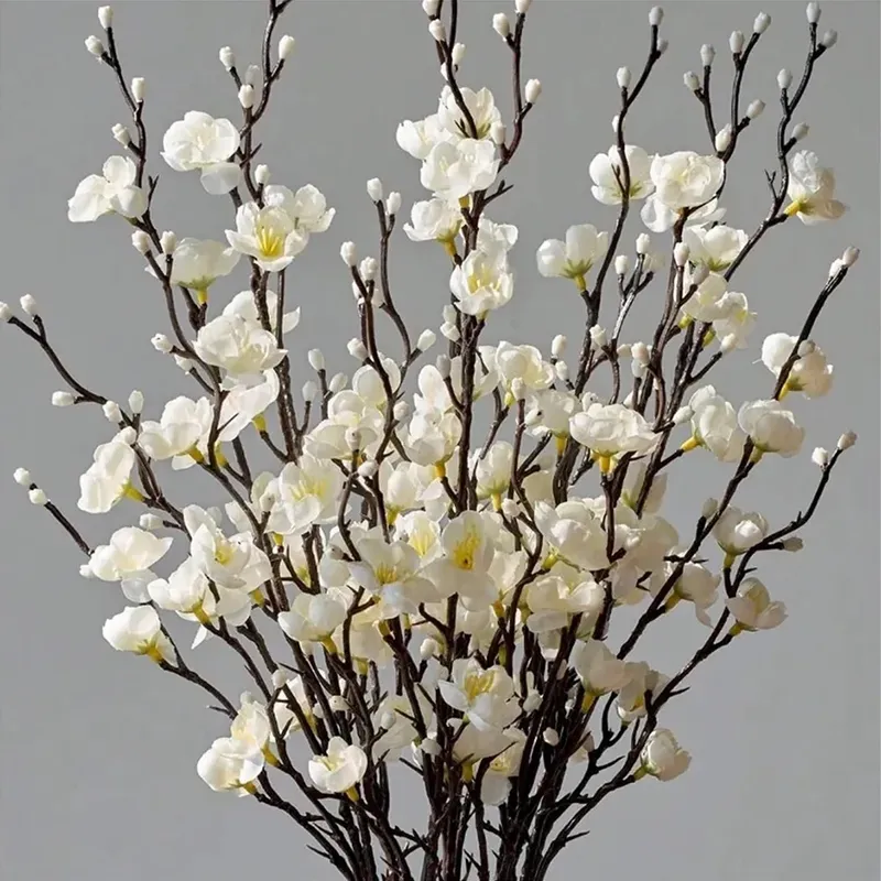 Künstliche Pflaumenblüte 21,7'' Fake Wintersweet Kunststoffblumen mit langem Stiel für Zuhause, Hotel, Büro, Hochzeit, Party, Gartendekoration