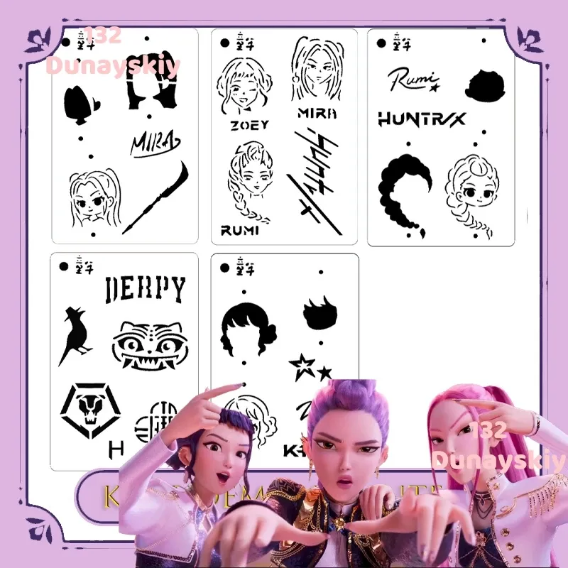 Anime Charakter Gesichtsfarbe Schablone Kpop Huntrix Rumi Mira Zoey Cosplay Make-up Kawaii Halloween Weihnachtsfeier