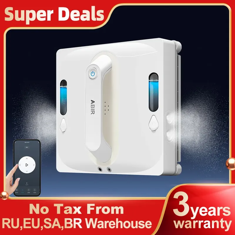 Fensterputzroboter ABIR WD9, 4-Wege-Wasserspray, Floating Scraper Tech, Lasersensor, 9000 PA Vakuumsauger, intelligentes Speicher