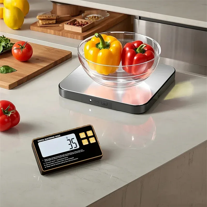 Kabellose Küchenwaage mit Fernbedienung, Edelstahlpfanne, magnetisch, digital, elektronisch, 15 kg, für die Zubereitung von Speisen