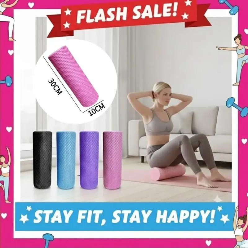 Yoga-Roller, runder EVA-Schaumzylinder, sechseckiger Roller für Pilates-Übungen, verbesserte Heimtraining, Durchmesser 9,5 cm, Länge 29,7 cm