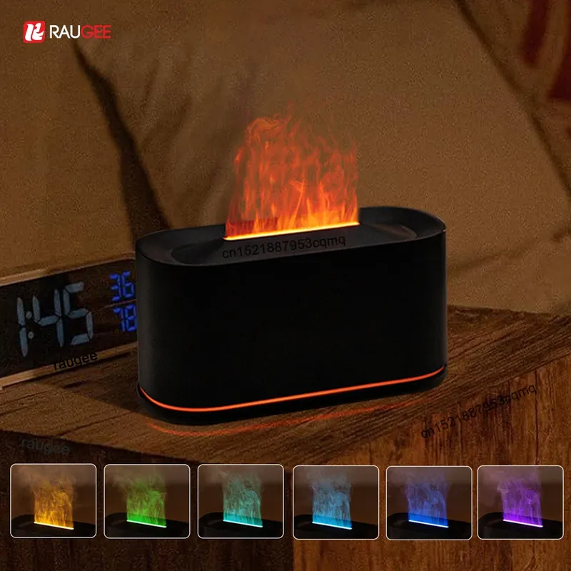 Aroma-Luftbefeuchter, Mini-Luftbefeuchter für Zuhause, Schlafzimmer, Flamme, ätherische Öle, Diffusor, Desktop-Duftdiffusor mit Nachtlicht
