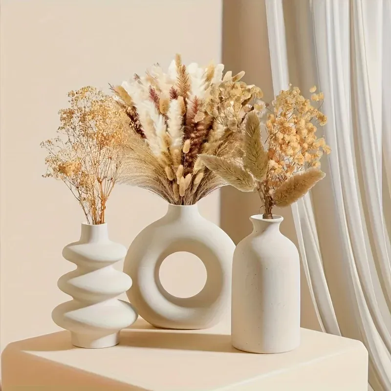 3er-Set weiße böhmische Vase aus Keramik, kreative Heimdekoration, Vasenornamente, Hochzeit, Zuhause, Wohnzimmer, Schlafzimmer, Dekoration
